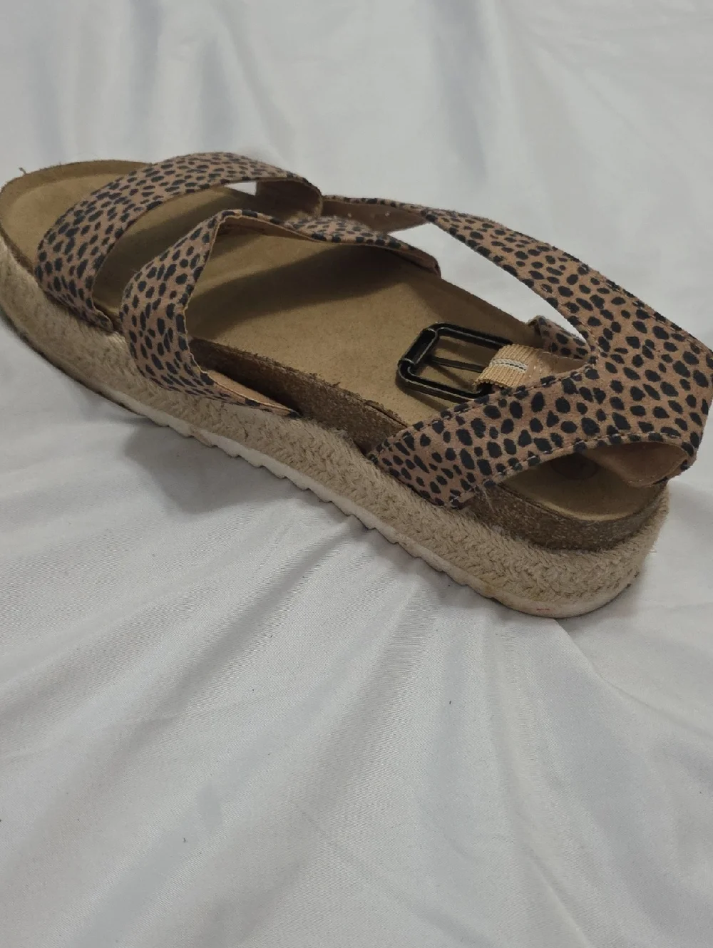 Leopard Print Strappy Sandals - Neutral Tan & Black